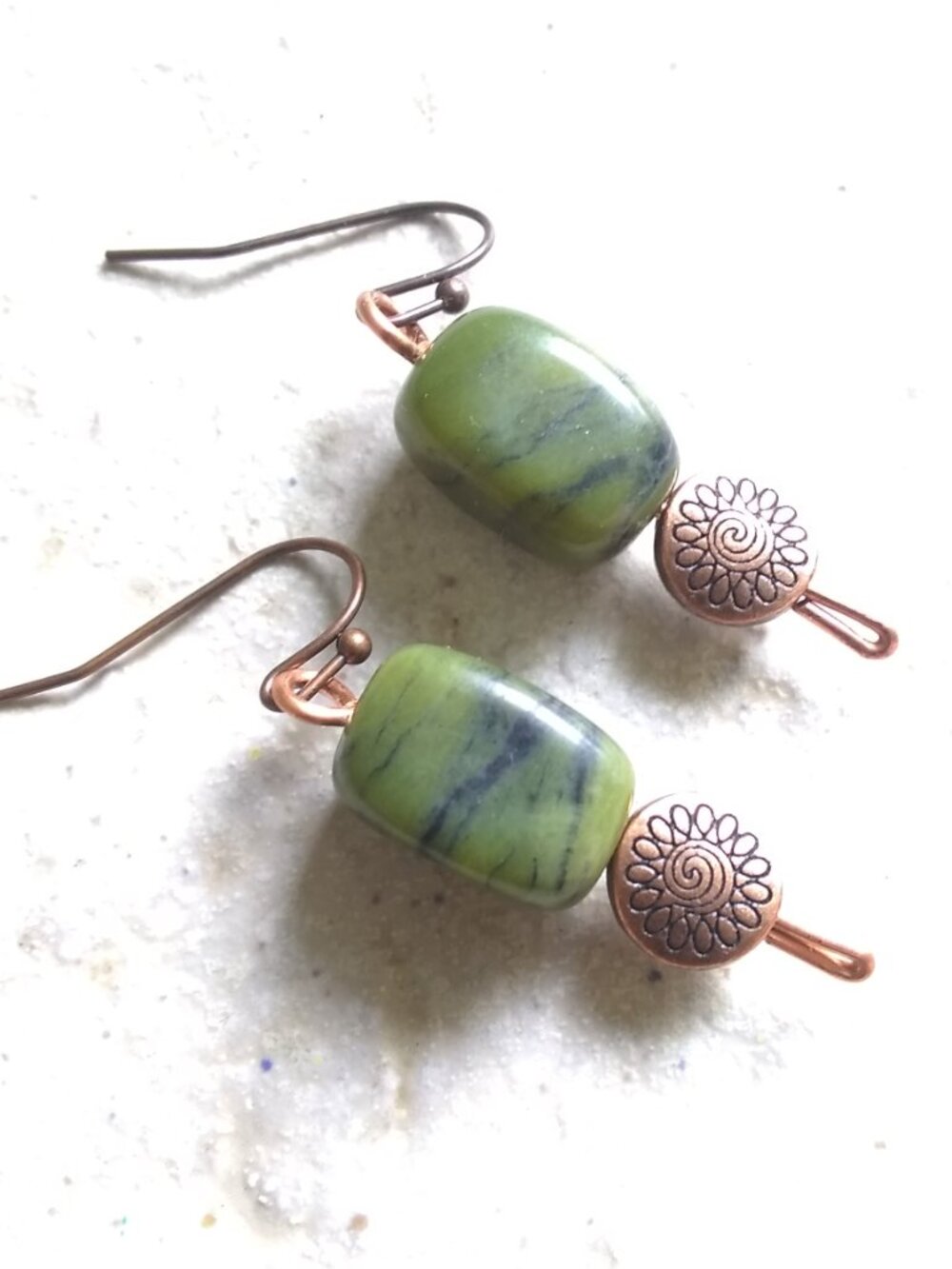 Green Jasper ~ Short Dangle Earrings! Green Jasper = Healing Stone! ForestCore